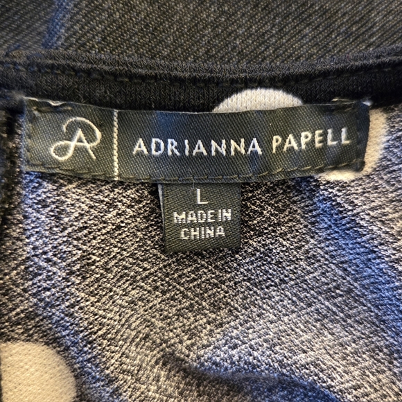 Adrianna Papell Black and White Polka Dot Long Balloon Sleeve Top Size L - Picture 4 of 4